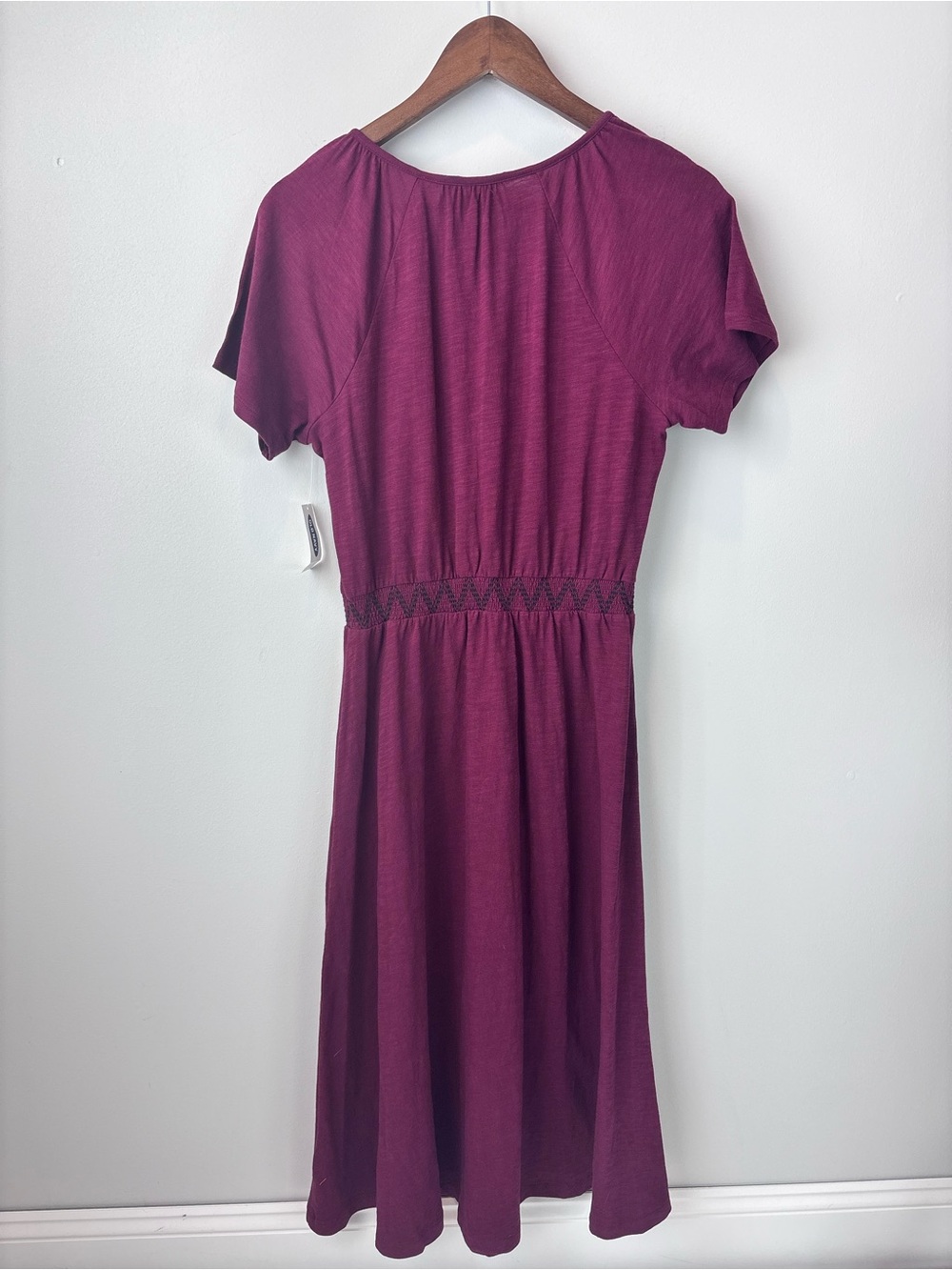 Old Navy Burgundy Maxi Dress Women’s XS Short Sleeve V Neck Smocked Waist Boho - Picture 2 of 8